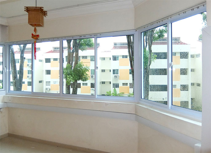 White Frame Sliding Windows