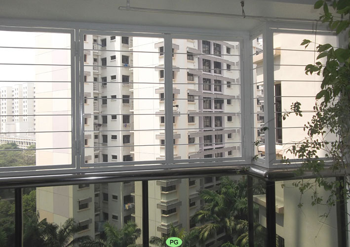 Slim window grill Singapore balcony design with better outside view
