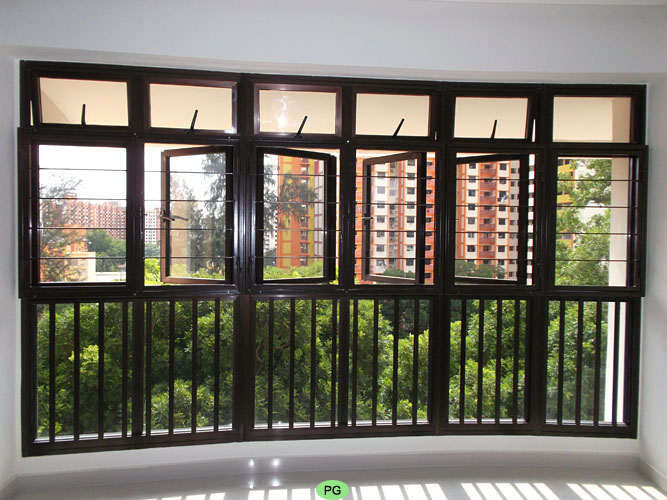 Slim grill on HDB full height window