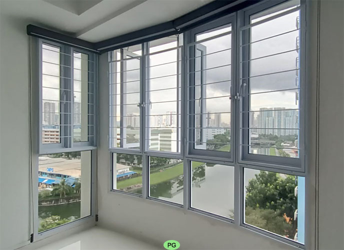 Slim grill on HDB 3/4 height window