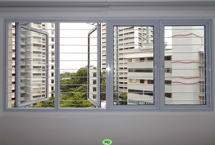Fixed slim window grill Singapore design for HDB flat and condo