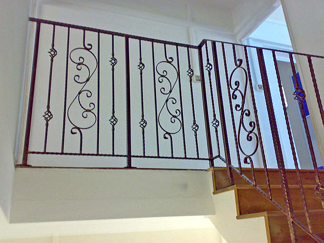Strong wrought iron handrail for staircase