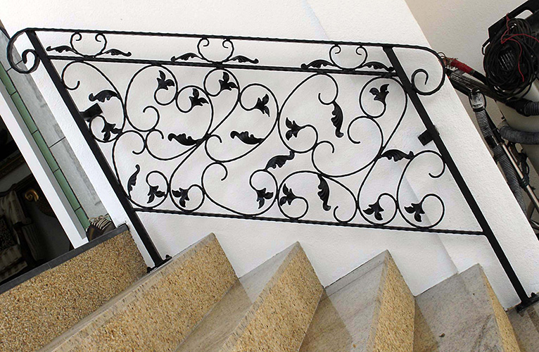 Strong wrought iron handrail for staircase