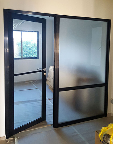 Swing Glass Door with Side Partition